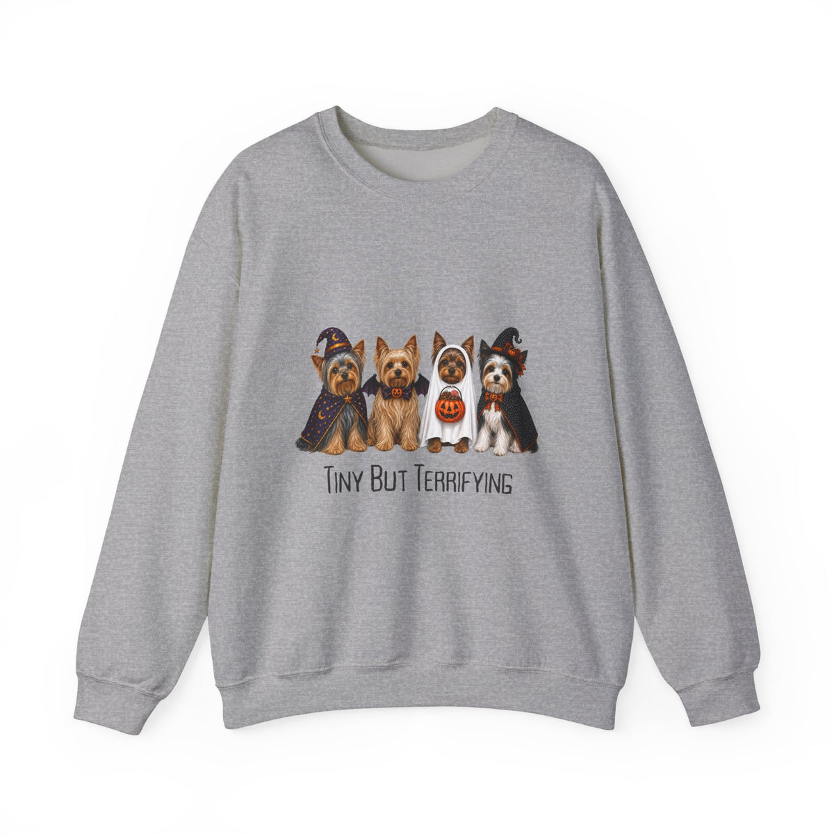 Yorkie Halloween Sweatshirt, Tiny But Terrifying Yorkshire Terrier Fall Dog Lover Gift