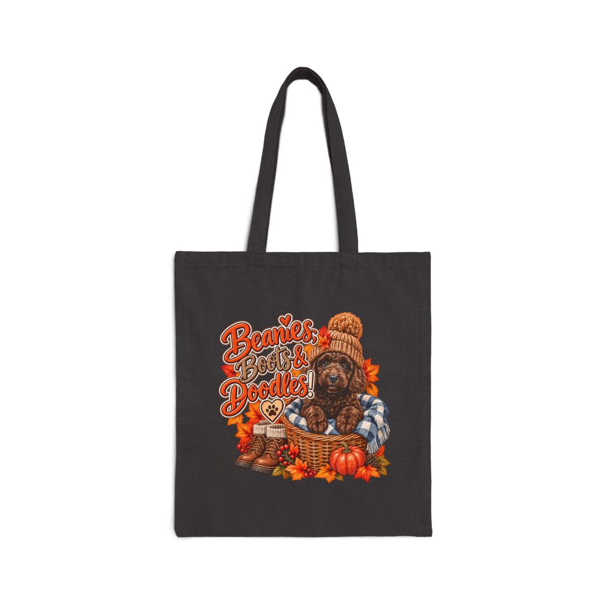 Doodle Tote Bag, Beanies Boots & Doodles Fall Canvas Shopper Gift