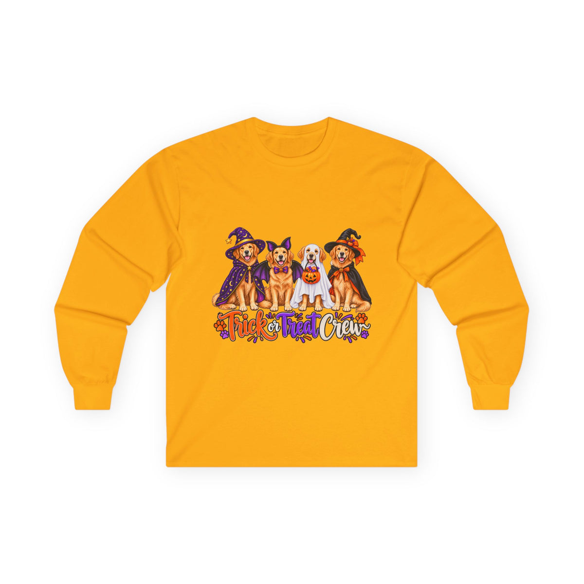 Golden Retriever Halloween Long Sleeve Shirt, Trick Or Treat Crew Dog Lover Fall Gift