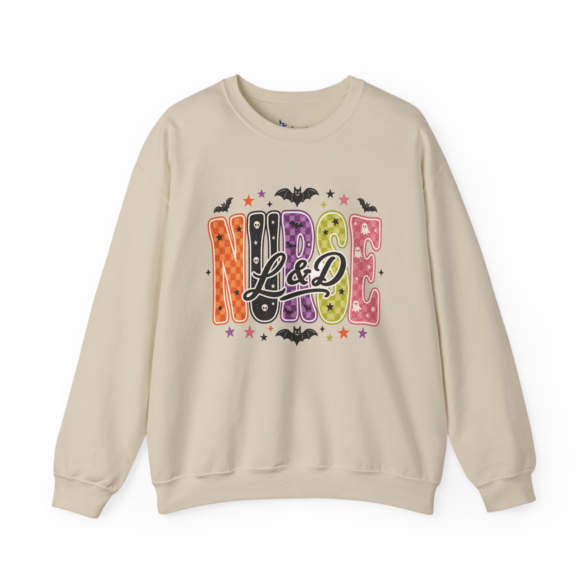 L&D Labor and Delivery Nurse Halloween Sweatshirt, Retro Spooky Baby Nurse Crewneck