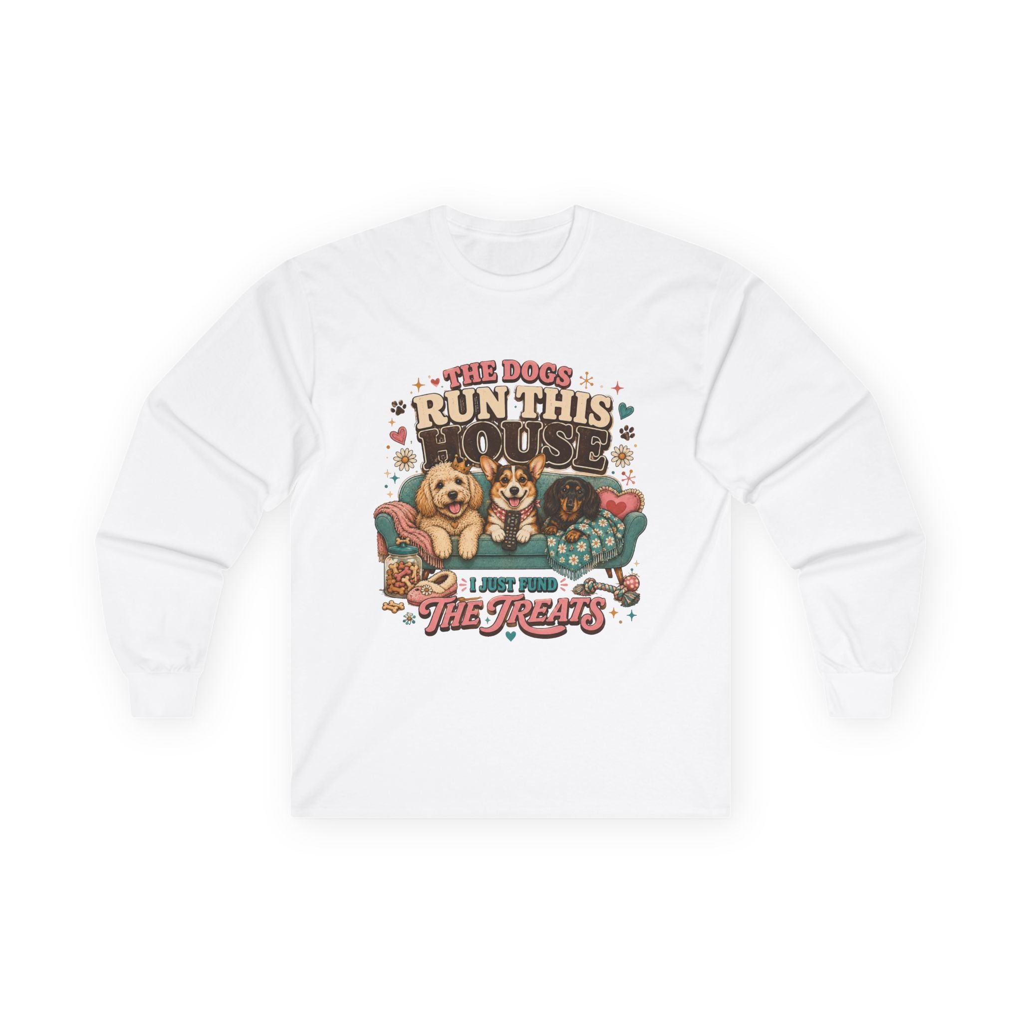 Dog Lover Shirt, Dogs Run House Treats Long Sleeve, Pet Owner Rescue Kennel Graphic