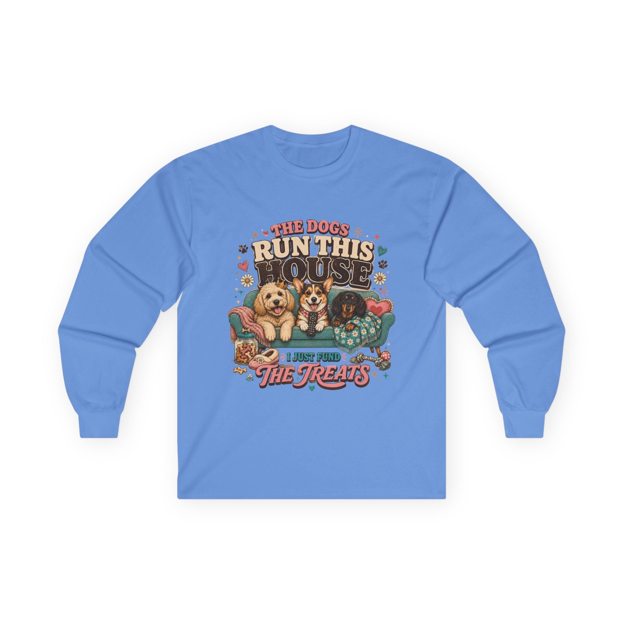Dog Lover Shirt, Dogs Run House Treats Long Sleeve, Pet Owner Rescue Kennel Graphic