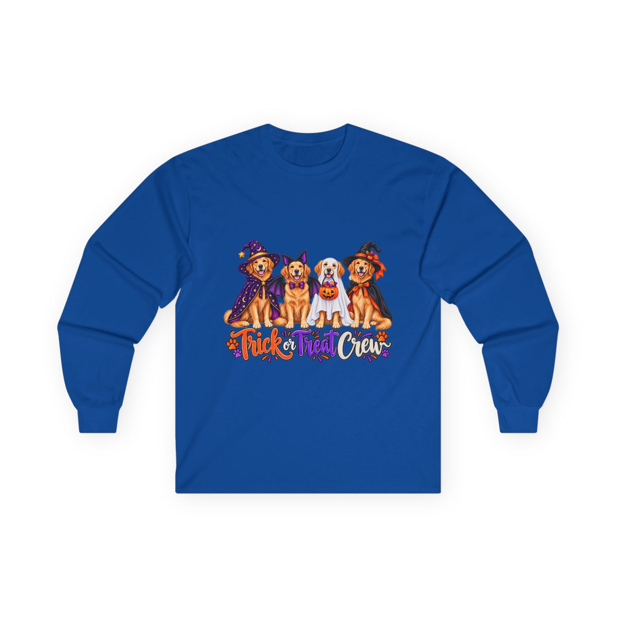 Golden Retriever Halloween Long Sleeve Shirt, Trick Or Treat Crew Dog Lover Fall Gift