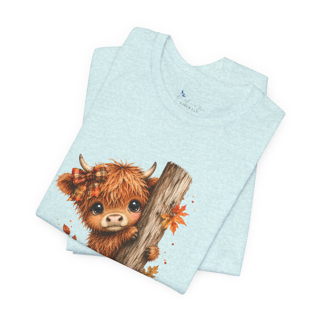 Fall Woodland Baby Highland Cow Animal T-Shirt