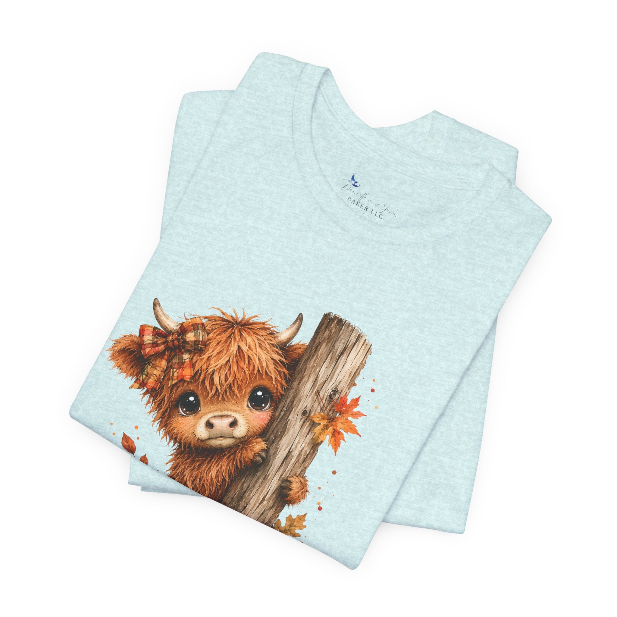Fall Woodland Baby Highland Cow Animal T-Shirt