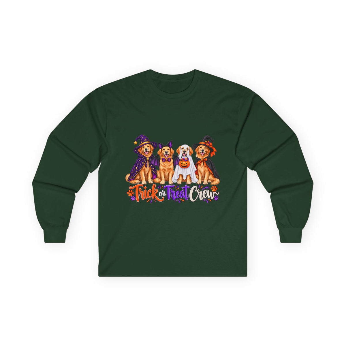 Golden Retriever Halloween Long Sleeve Shirt, Trick Or Treat Crew Dog Lover Fall Gift