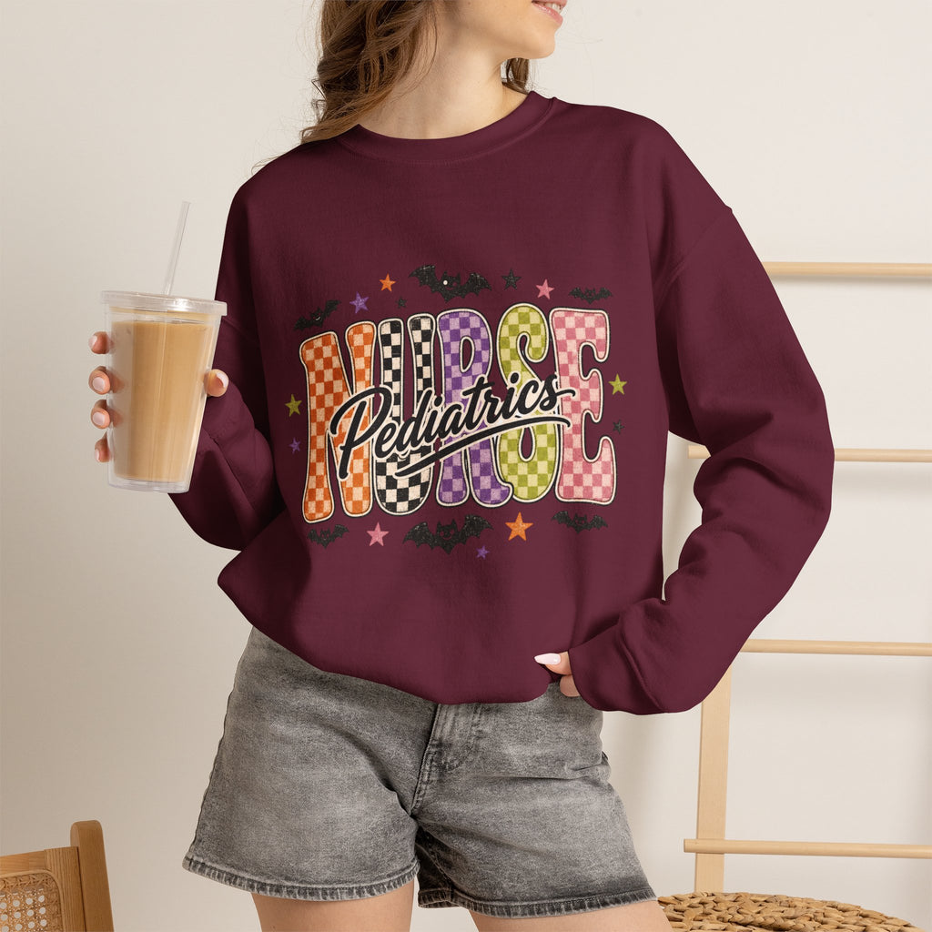 Pediatrics Nurse Halloween Sweatshirt, Retro Spooky Nurse Crewneck
