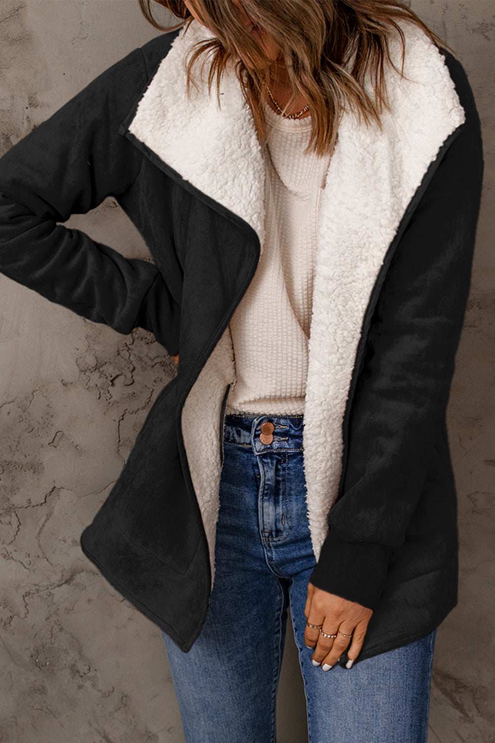 Open Front Long Sleeve Sherpa Jacket - Danielle and Jason Baker LLC - Danielle Baker's Boutique