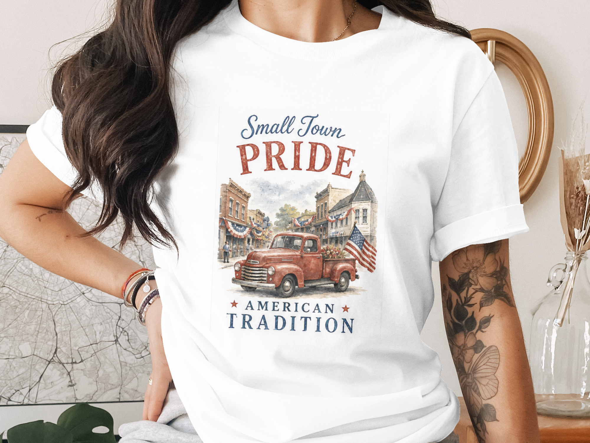 Small Town Pride Vintage Truck T-Shirt - 4th of July Vintage Tee