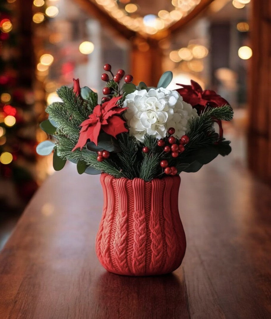 Cozy Knit Sweater - Unique Decorative Vase for Home Decor - 3D Print Centerpiece- Used for Faux, Dried and Preserved Flowers & Plants - Danielle and Jason Baker LLC - Danielle Baker's Boutique