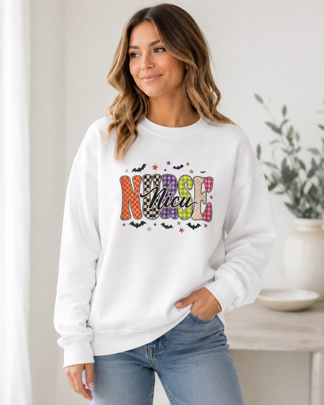 NICU Nurse Halloween Sweatshirt, Retro Spooky Nurse Crewneck, Cute Fall Medical Gift