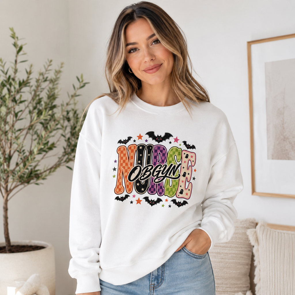 OBGYN Nurse Halloween Sweatshirt, Retro Spooky Nurse Crewneck