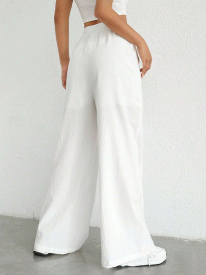 Drawstring Wide Leg Canvas Pants - Danielle and Jason Baker LLC - Danielle Baker's Boutique
