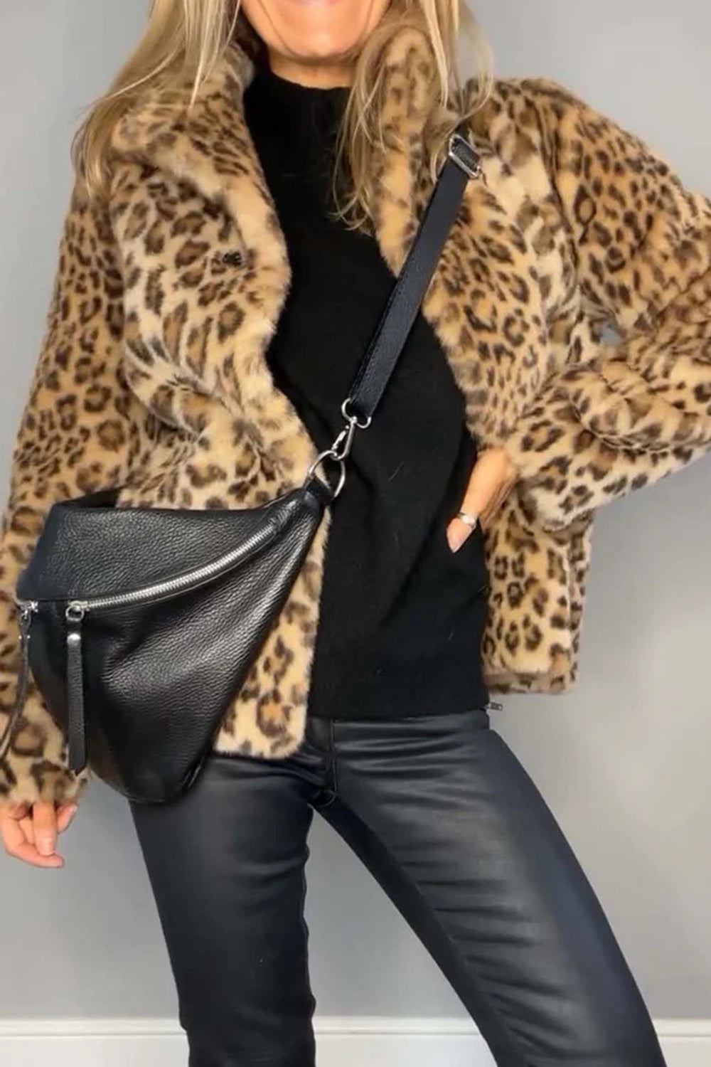 Leopard Furry Faux Fur Long Sleeve Coat - Danielle and Jason Baker LLC - Danielle Baker's Boutique