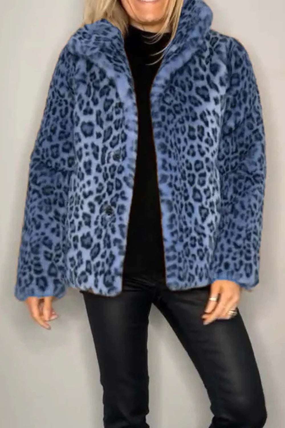 Leopard Furry Faux Fur Long Sleeve Coat - Danielle and Jason Baker LLC - Danielle Baker's Boutique