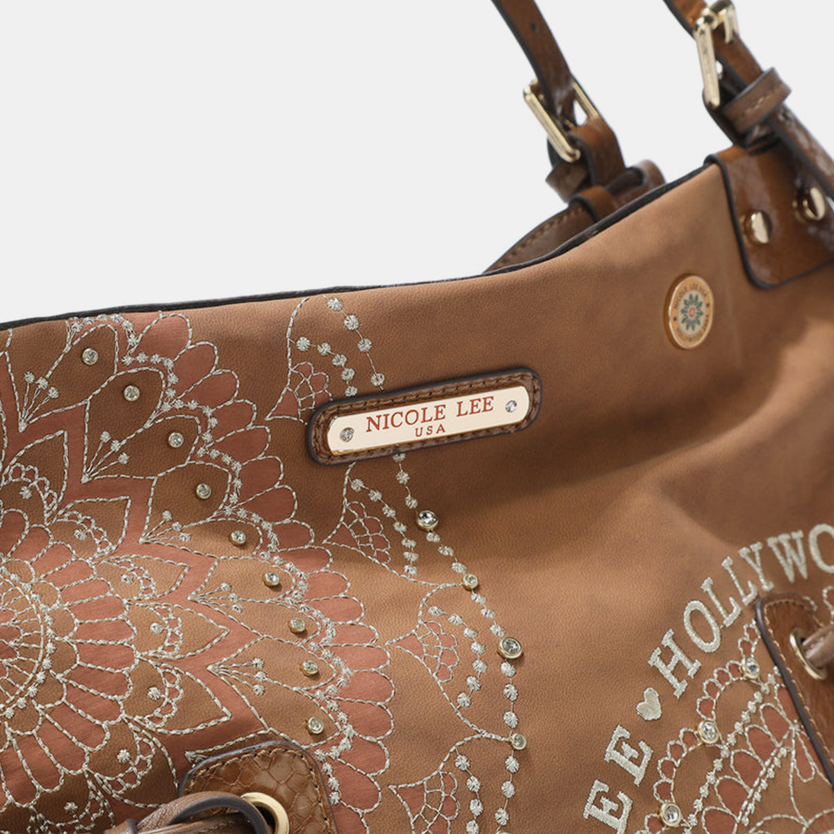 Side Braided Tassel Inlaid Rhinestone Embroidery Hobo Bag - Danielle and Jason Baker LLC - Danielle Baker's Boutique