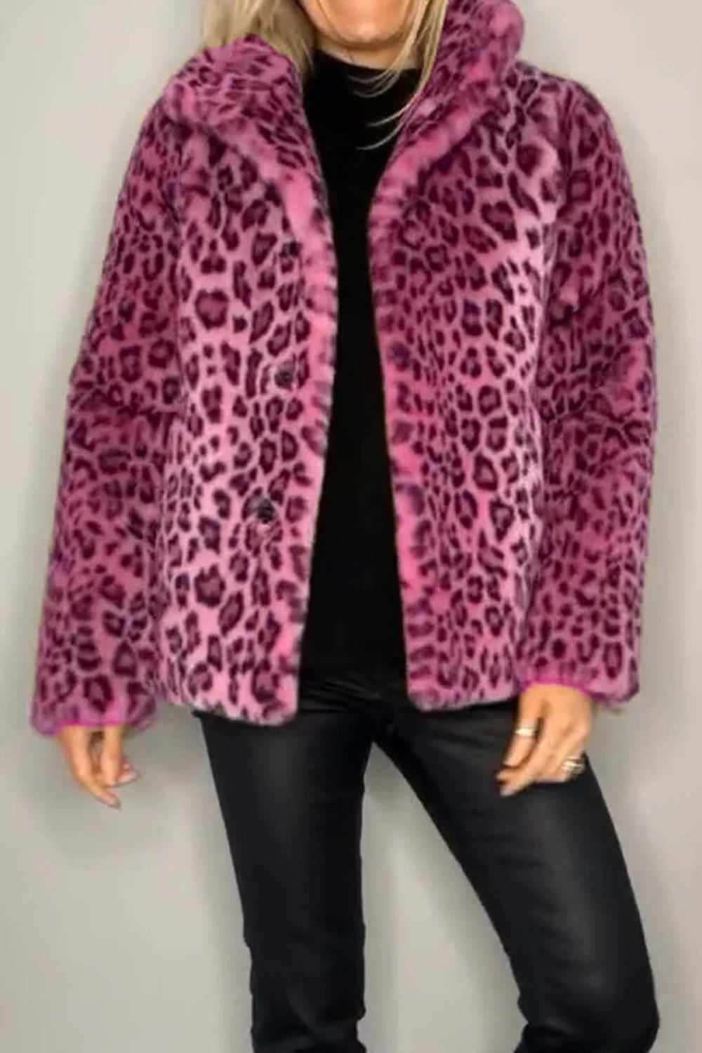 Leopard Furry Faux Fur Long Sleeve Coat - Danielle and Jason Baker LLC - Danielle Baker's Boutique