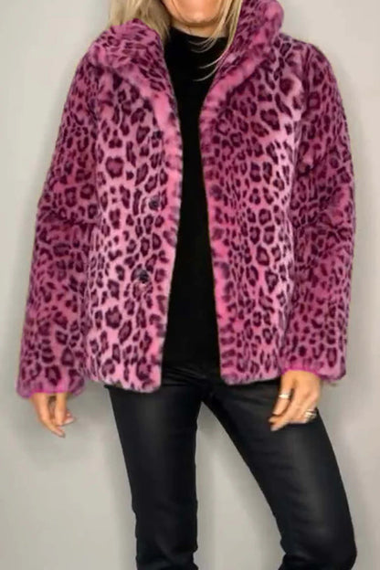 Leopard Furry Faux Fur Long Sleeve Coat - Danielle and Jason Baker LLC - Danielle Baker's Boutique