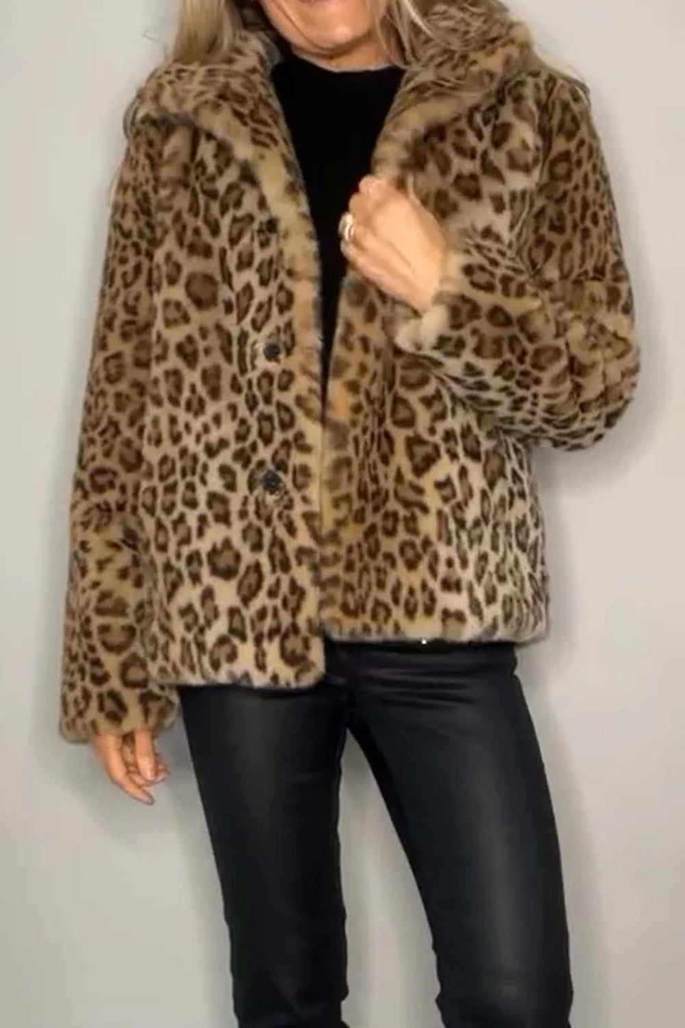 Leopard Furry Faux Fur Long Sleeve Coat - Danielle and Jason Baker LLC - Danielle Baker's Boutique