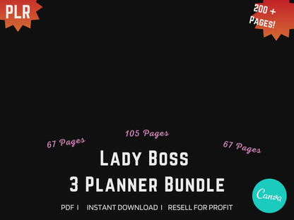 PLR - RESELL - 3 NEW Lady Boss Bundle Planner, Digital Planner, 2023, 24 & 25 Digital Planner, iPad, 200+ pages!  Worth every penny!