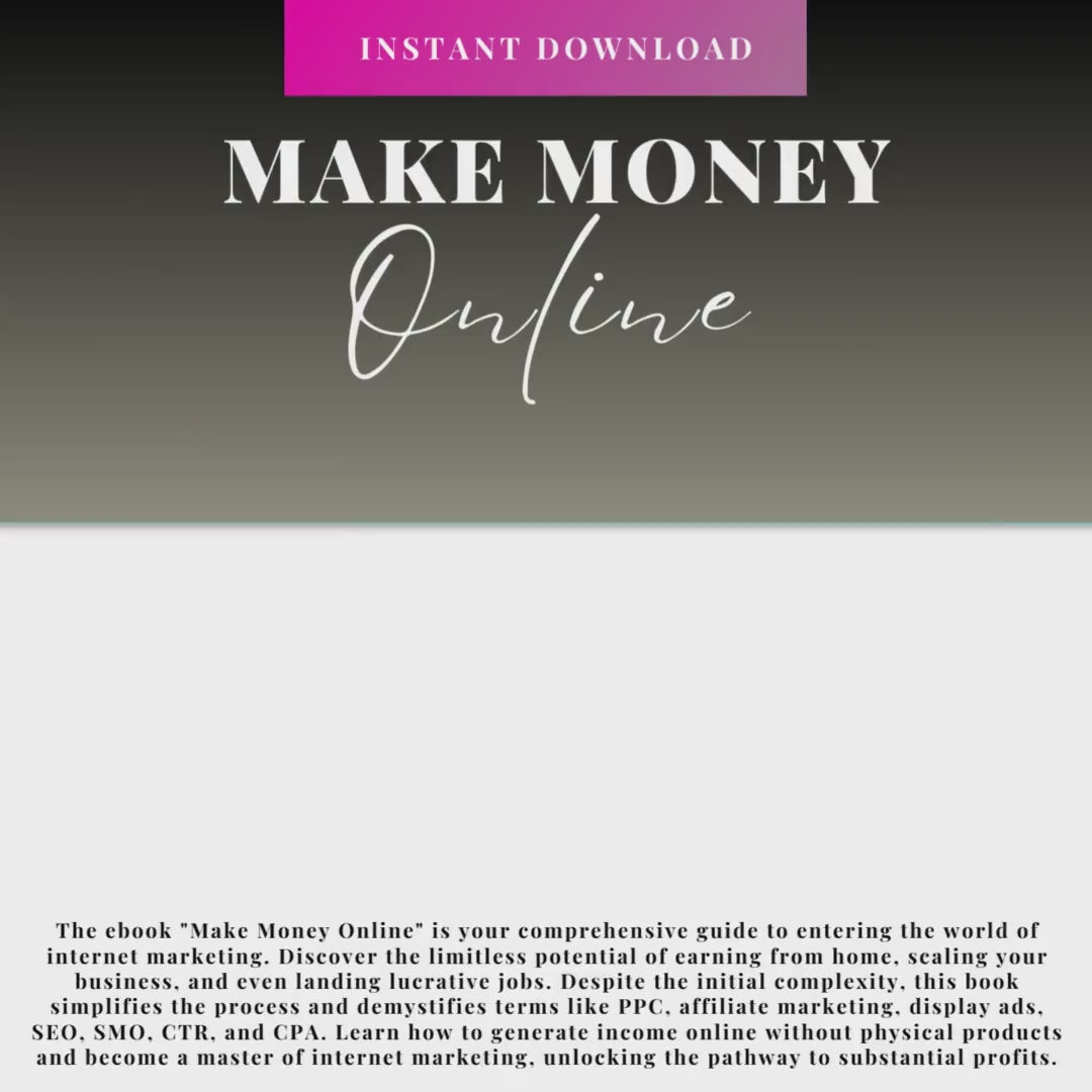 Make Money Online E Book, Making Money, How to Start a Business, How to Make Money Online, Digital Download, ChatGPT Bonus Chapter