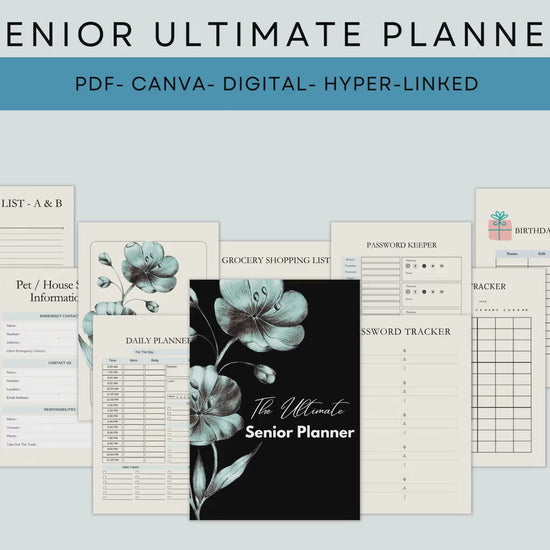 PLR Ultimate SENIOR Printable Planner, Huge 140 Page Planner, 2023 & 2024 Digital Planner, Undated iPad Planner, Home Management