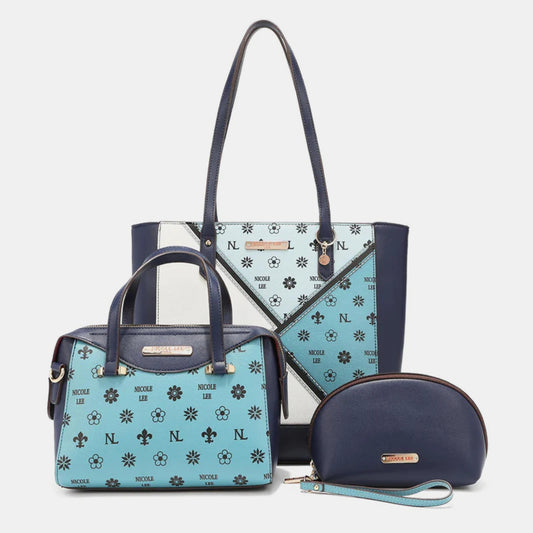 Nicole Lee USA 3-Piece Color Block Handbag Set - Danielle and Jason Baker LLC - Danielle Baker's Boutique