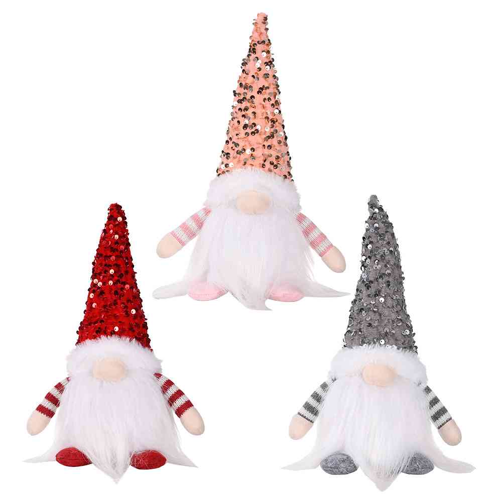 Sequin Light-Up Faceless Holiday Gnome - 12 inch