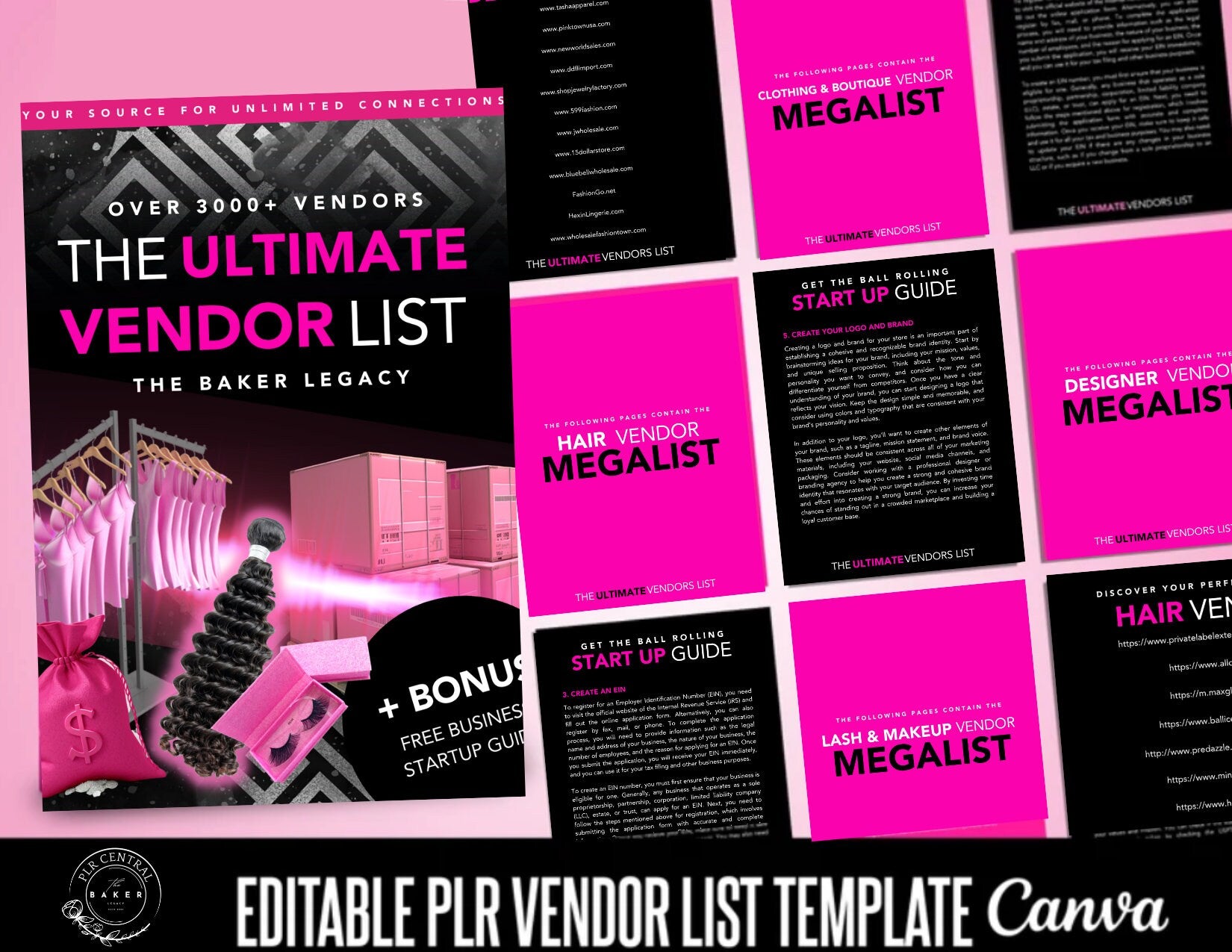 PLR Vendor List, Vendor List for Resale/ Resell, Editable Vendor List Template