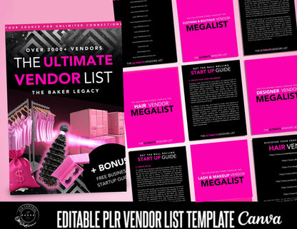 PLR Vendor List, Vendor List for Resale/ Resell, Editable Vendor List Template