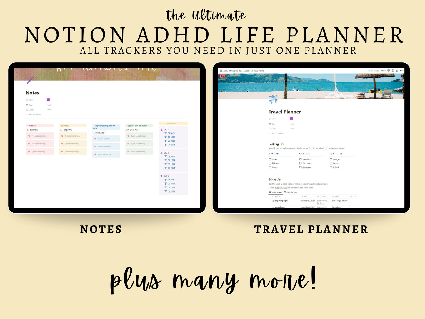 ADHD Notion Life Planner | ADHD Notion Template, ADHD Notion, Notion Dashboard