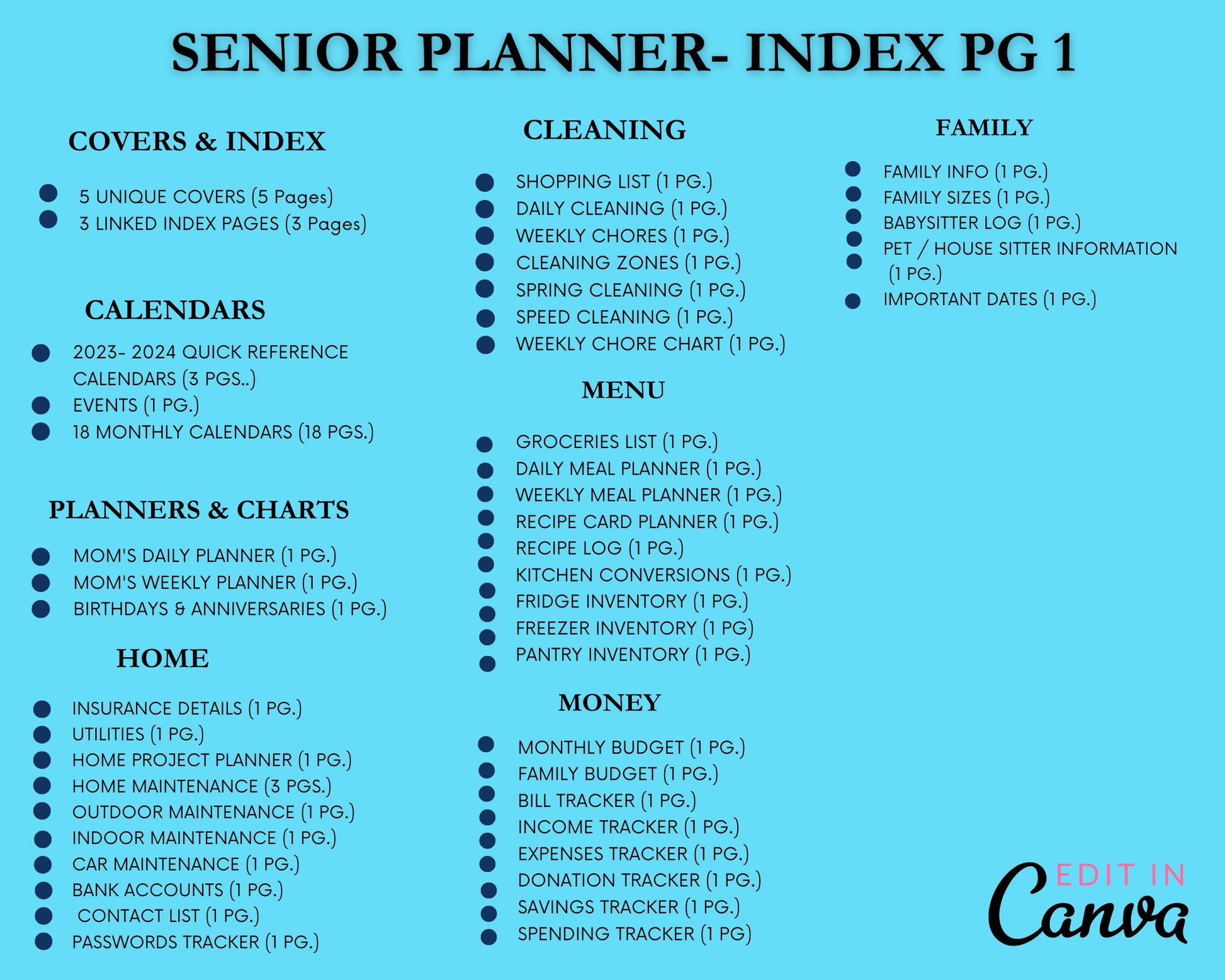 PLR Ultimate SENIOR Printable Planner, Huge 140 Page Planner, 2023 & 2024 Digital Planner, Undated iPad Planner, Home Management