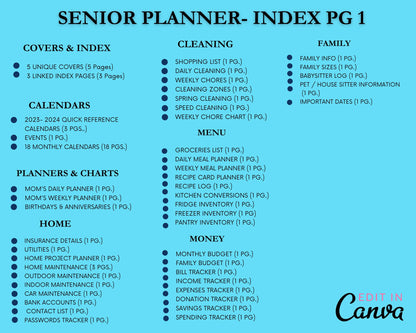 PLR Ultimate SENIOR Printable Planner, Huge 140 Page Planner, 2023 & 2024 Digital Planner, Undated iPad Planner, Home Management