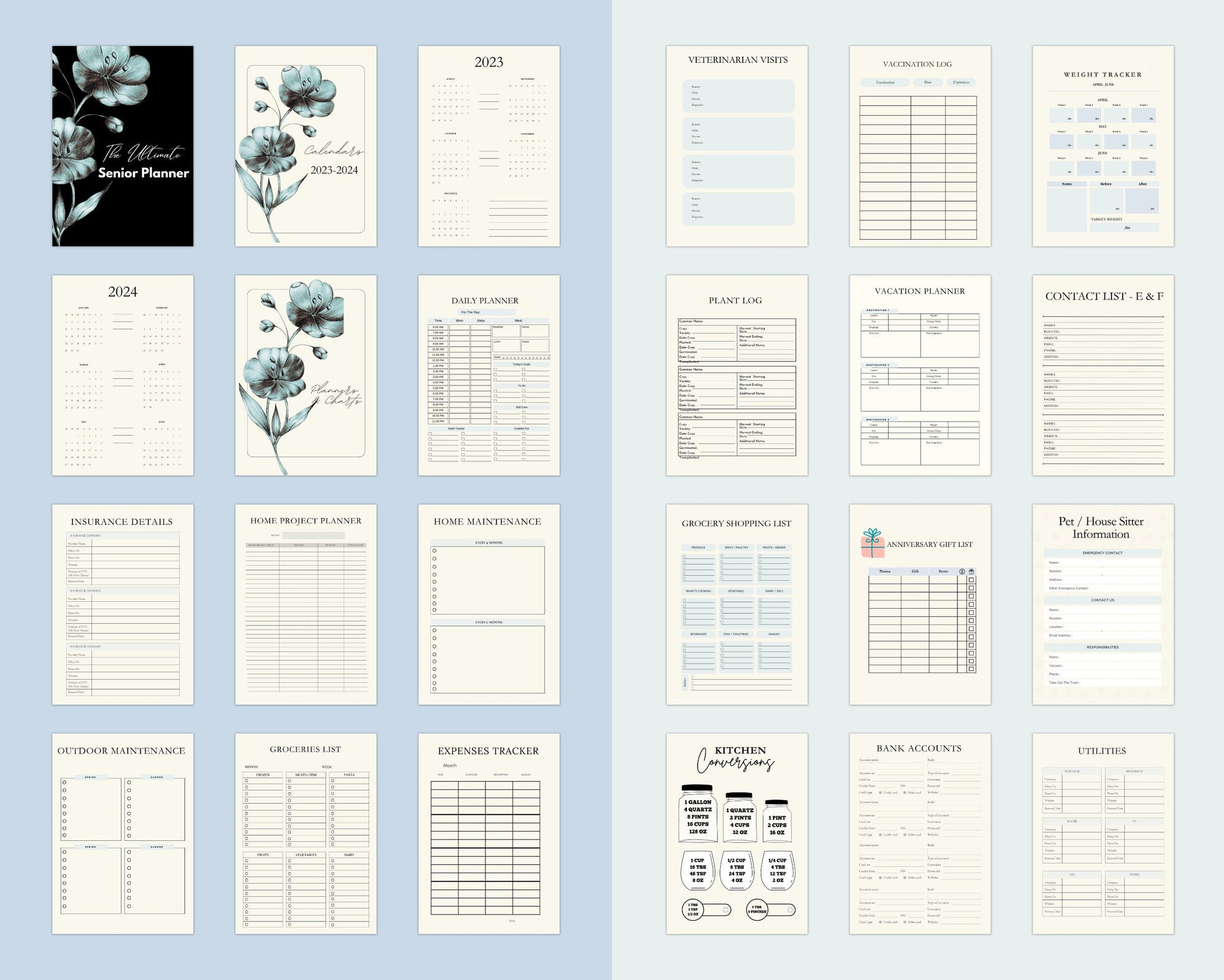 PLR Ultimate SENIOR Printable Planner, Huge 140 Page Planner, 2023 & 2024 Digital Planner, Undated iPad Planner, Home Management