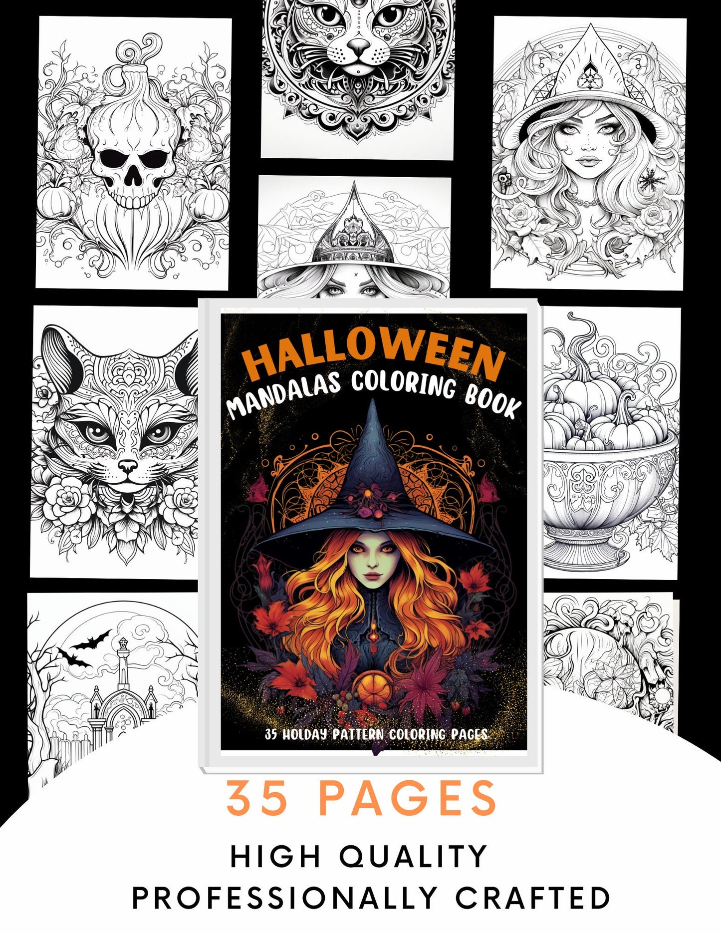 105 Mandala MEGA pack coloring page book, instant download, printable PDF. Christmas, Thanksgiving and Halloween Mandalas. For adults & kids